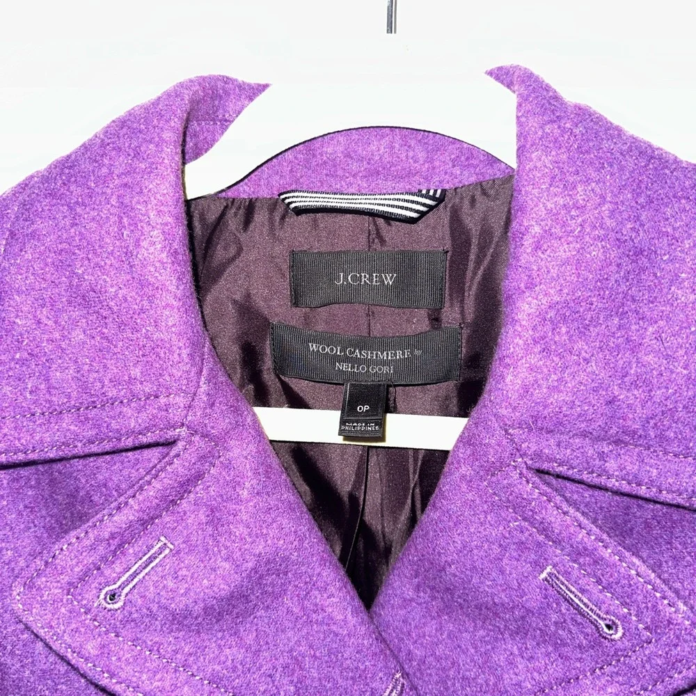 J Crew Womens Stadium Cloth Majesty Peacoat Sz 0p Purple Wool Cashmere‎ Coat - Picture 3 of 12